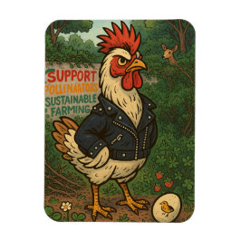 Imán Support Polinators Cool Rooster in Leather Jacket