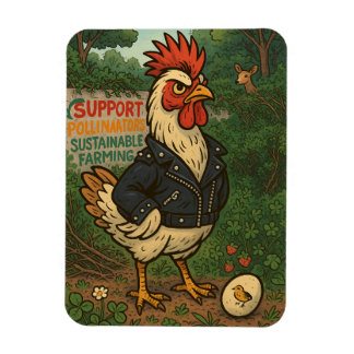 Imán Support Polinators Cool Rooster in Leather Jacket
