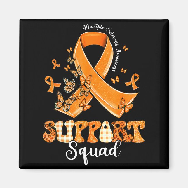 Imán Support Squad Orange Ribbon Butterfly Ms Awareness (Frente)