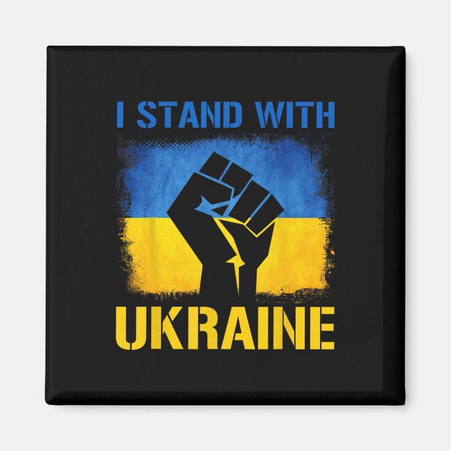 Imán Support Ukraine Flag I Stand With Ukraine  (Frente)