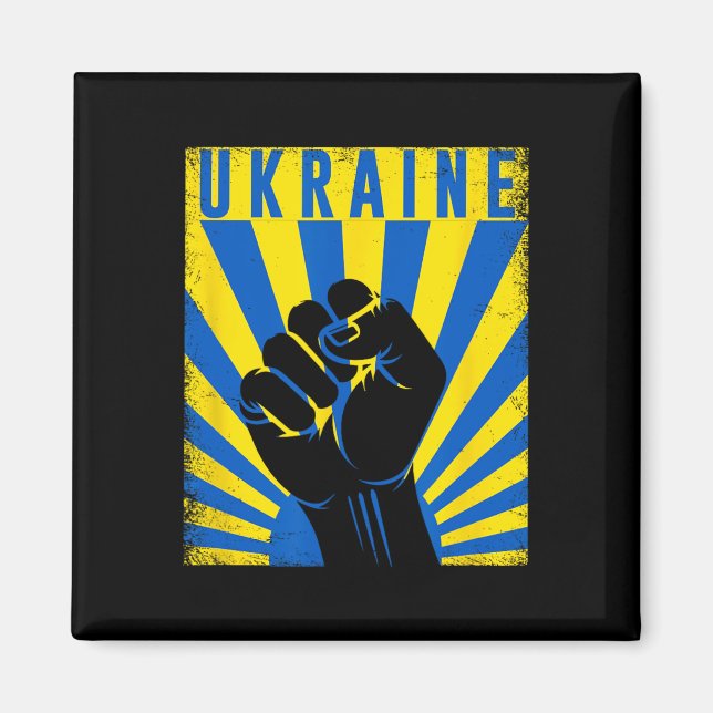 Imán Support Ukraine Hand Fist Ukraine Resist Protest U (Frente)