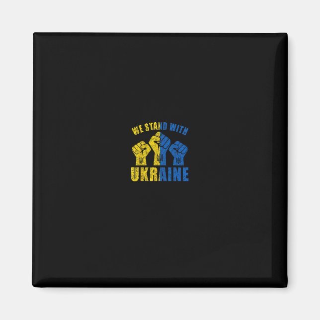 Imán Support Ukraine - We Stand With Ukraine Flag Desig (Frente)