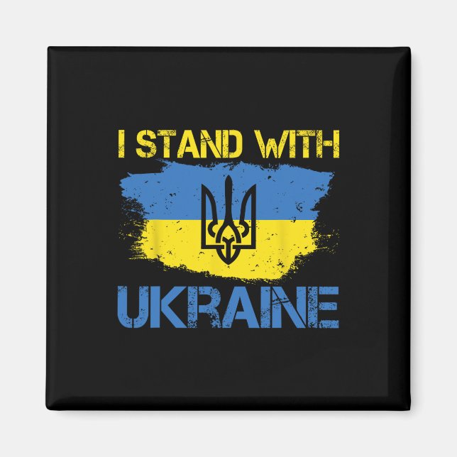 Imán Support Ukraine With This Ukraine Flag I Stand Wit (Frente)