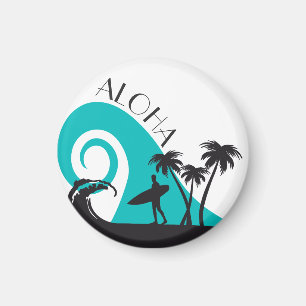 Imán Surf Aloha moderno y palmeras