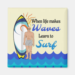 Imán Surf board Water waves cita inspiradora