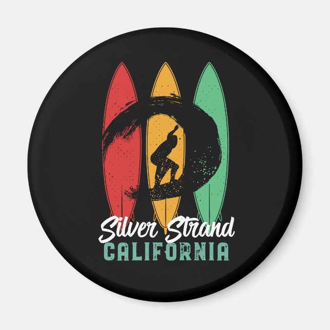 Imán Surf Silver Strand California Beach Retro (Frente)