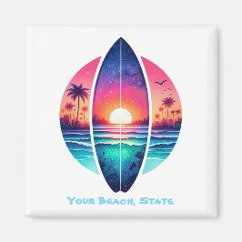 Imán Surfboard en el atardecer