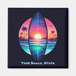 Imán Surfboard en el atardecer