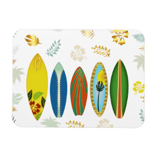 Imán Surfboards costeras tropicales de oro retro