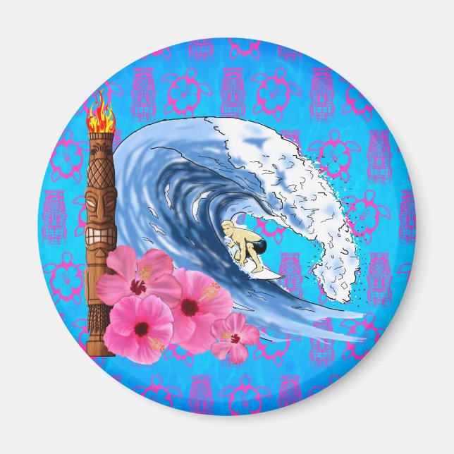 Imán Surfer And Tiki Statue (Frente)