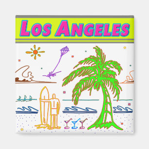 Imán Surfer Beach Magnet de Los Ángeles