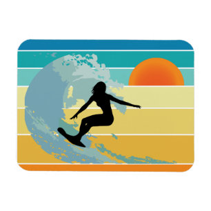 Imán Surfer Chica Vintage Sunset