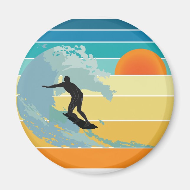 Imán Surfer Dude Vintage Sunset (Frente)