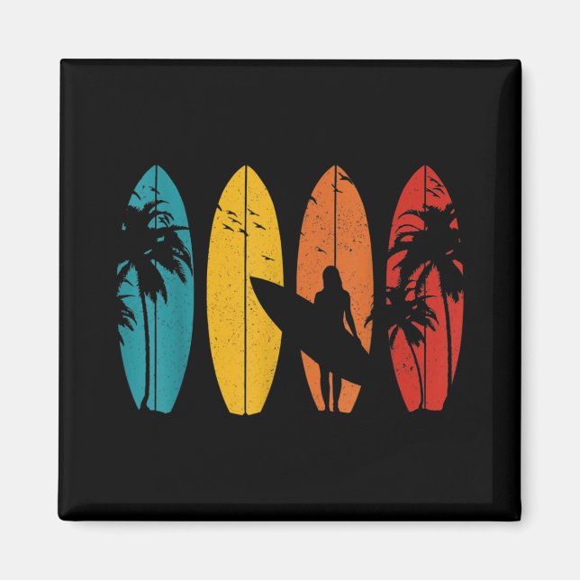 Imán Surfer Gift Vintage Surfing Board Beach (Frente)