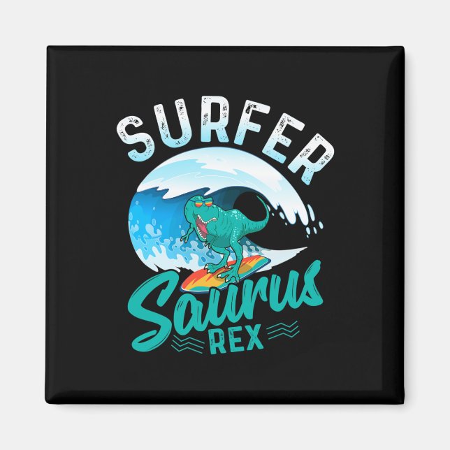 Imán Surfer Saurus Rex Dinosaurio Surfista Surf Dino Su (Frente)