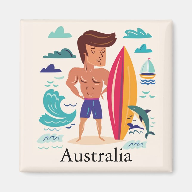 Imán Surfing Australia Custom Name (Frente)