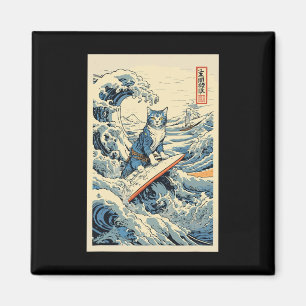 Imán Surfing Cat Hokusai Great Wave Off Kanagawa Japane