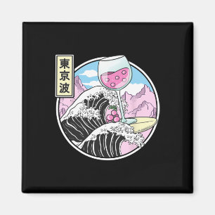 Imán Surfing Copa De Vino En Ola De Kanagawa Kawaii Vap