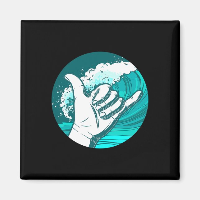Imán Surfing de mano emocionado (Frente)