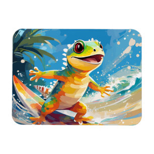 Imán Surfing Gecko Montando Las Ondas