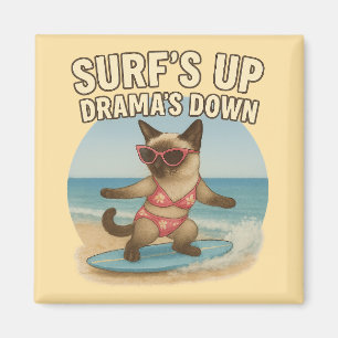 Imán Surfing temático para amantes de gatos siameses