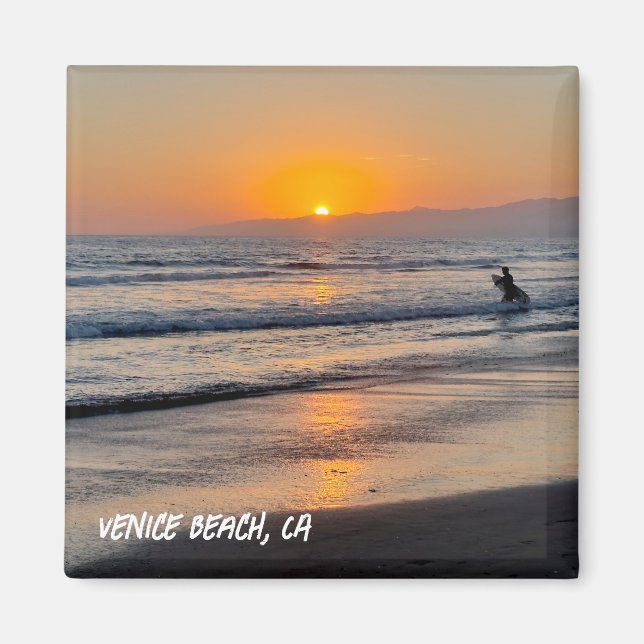 Imán Surfista al atardecer - Venice Beach, CA (Frente)