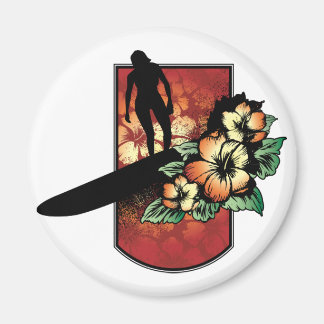 Imán Surfista con diseño de flores tropicales