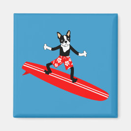 Imán Surfista de Boston Terrier Longboard