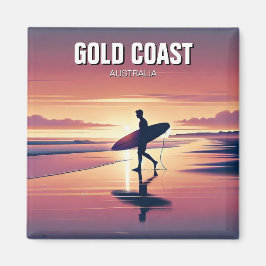 Imán Surfista moderno Sunset Gold Coast Australia