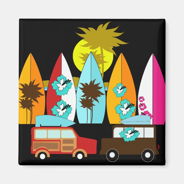 Imán Surfistas Beach Bum Surfing Surfing Hippie Vans (Frente)