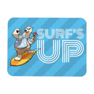 Imán Surf's Up Surfing Polar Bear con Personalizado de