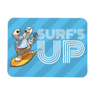 Imán Surf's Up Surfing Polar Bear con Personalizado de
