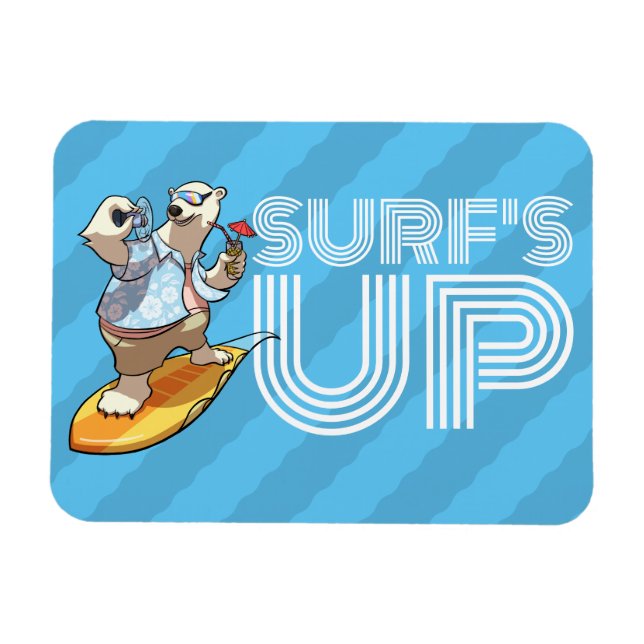 Imán Surf's Up Surfing Polar Bear con Personalizado de  (Horizontal)