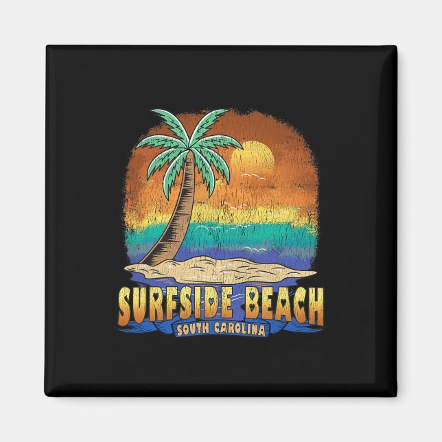 Imán Surfside Beach South Carolina Vintage Distressive  (Frente)
