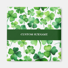 Imán Surname Watercolor Shamrock