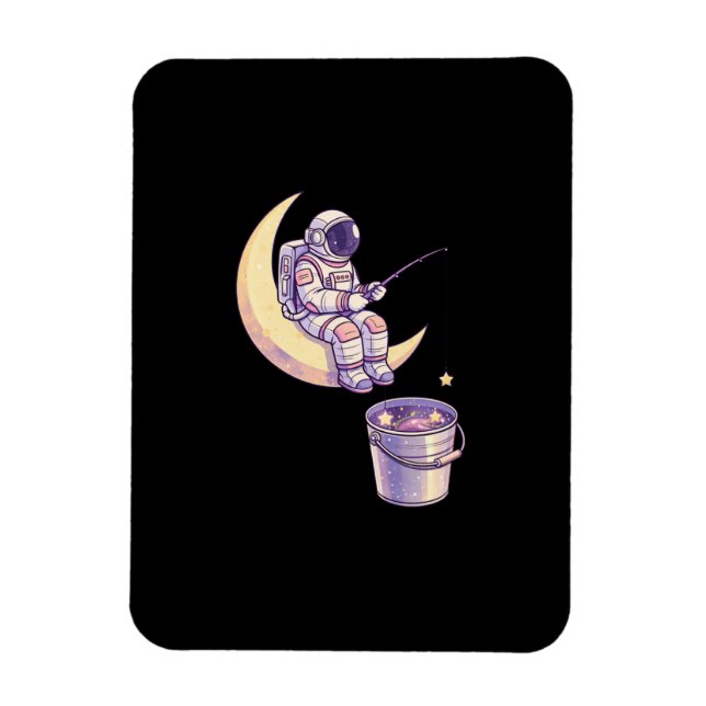 Imán Surreal Astronaut Fishing for Stars Wall Art - (Vertical)
