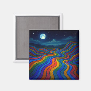 Imán Surreal Dreamscape Moonlight Rainbow Land