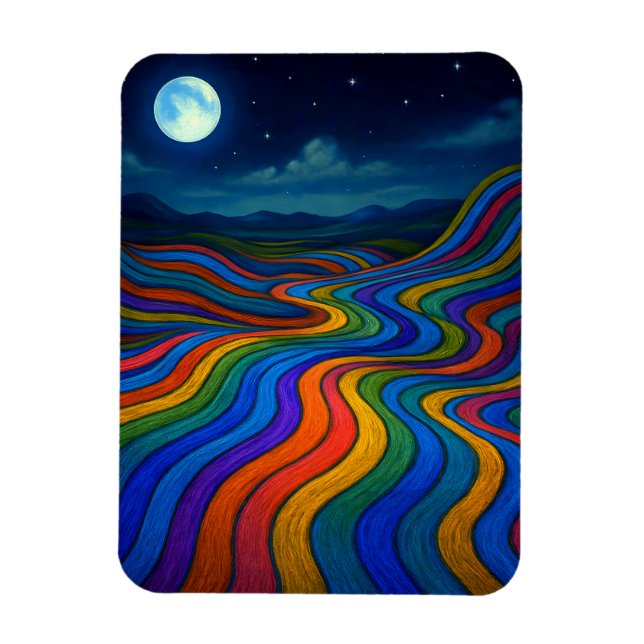 Imán Surreal Dreamscape Moonlight Rainbow Land (Vertical)