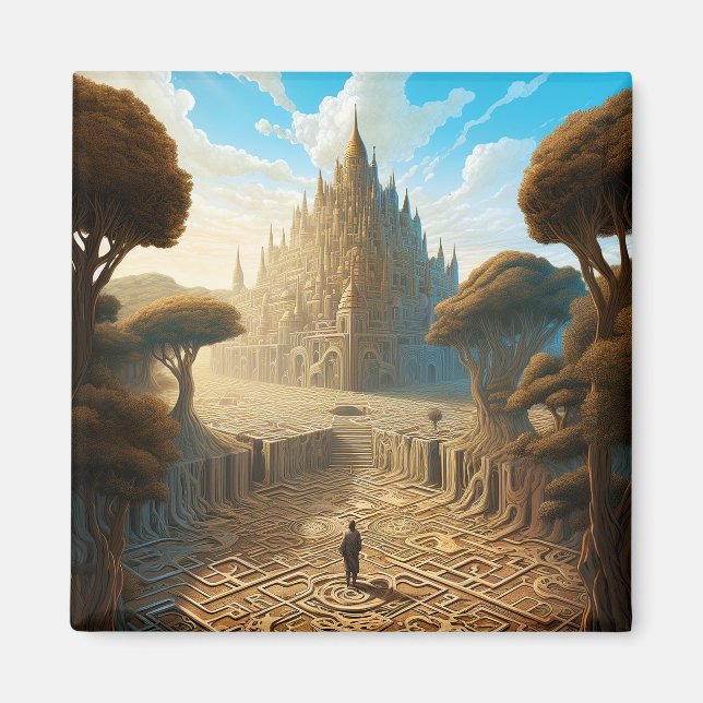 Imán Surreal Maze Castle Paisaje Fantasía Arte (Frente)