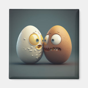 imán surrealista de la nevera para huevos