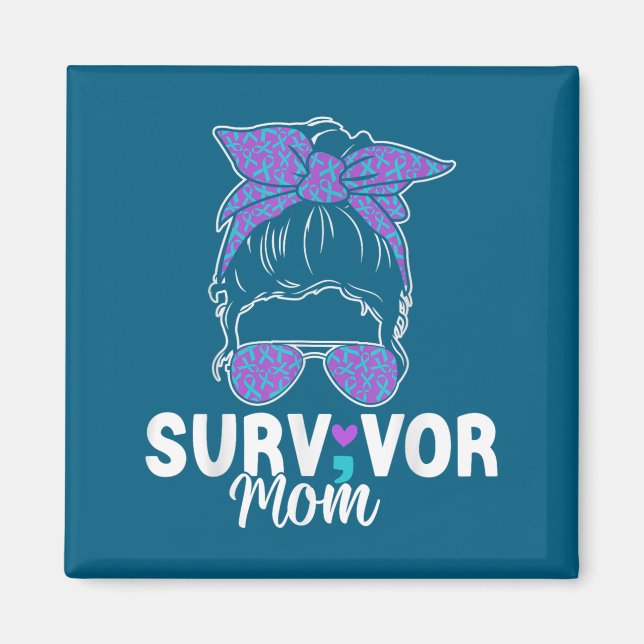 Imán Survivor Mom - Semicolon Suicide Prevention Awaren (Frente)