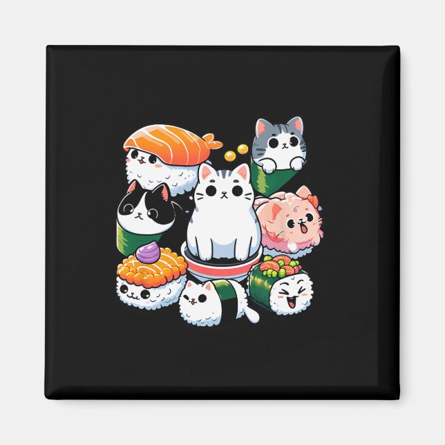 Imán Sushi Anime Cat Sushi Lover Regalo (Frente)