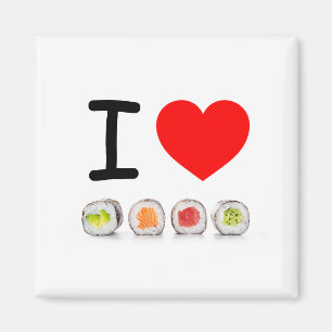 Imán Sushi colorido "Me encanta el sushi" Corazón Rojo