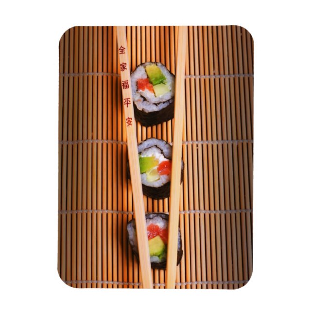 Imán Sushi y palillos de madera (Vertical)