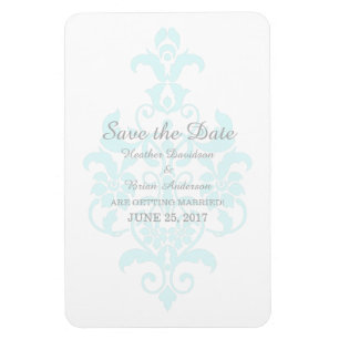 Imán Sutil Damask de Aqua Save the Date Flexi Magnet