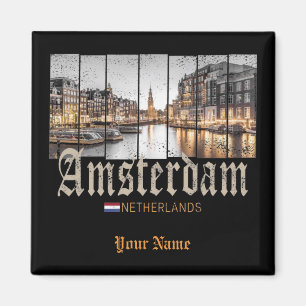 Imán Suveniente vintage de los Países Bajos de Amsterd