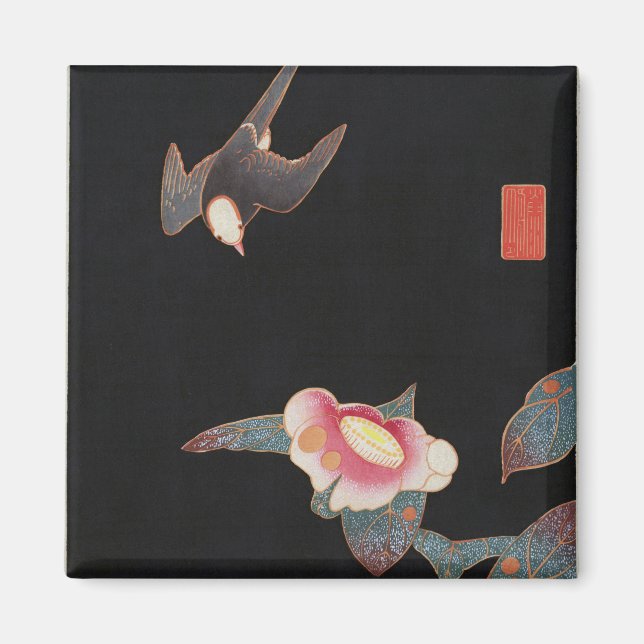 Imán Swallow y Camellia, Jakuchū (Frente)