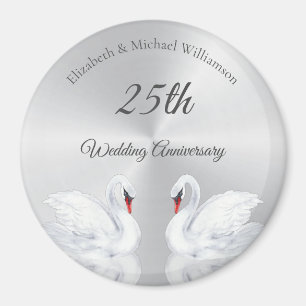 Imán Swans Silver custom 25th Wedding Anniversary 