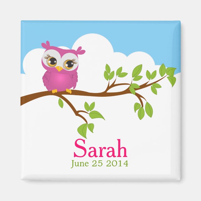 Imán Sweet Baby Owl Chica Baby Shower Magnet (Frente)