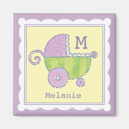 Imán Sweet Dreams Baby Carriage Lavender Monogrammed